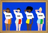 JUNIQE - Poster met houten lijst Sisters from Another Mother -40x60