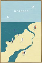 JUNIQE - Poster met kunststof lijst Nordsee - retro -30x45 /Blauw &