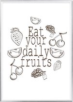 Poster Met Metaal Zilveren Lijst - Eet Fruit Poster
