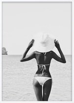 Poster Met Witte Lijst - Strand Dame Poster