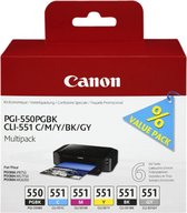 Canon PGI-550 / CLI-551 - Inktcartridge / Zwart / Geel / Magenta / Cyaan / Pigment Zwart / Grijs