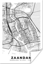 Poster City Map - Zaandam - Grijs - Wit - 120x180 cm XXL
