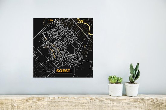 Poster Carte - Soest - Or - Zwart - 30x30 cm