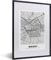 Fotolijst incl. Poster - Stadskaart - Weert - Grijs - Wit - 30x40 cm - Posterlijst - Plattegrond