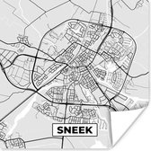 Affiche Plan de ville - Sneek - Grijs - Wit - 75x75 cm