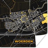 Poster Carte - Woerden - Or - Zwart - 100x100 cm XXL