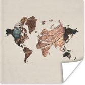 Muurdecoratie - Wereldkaart - Simpel - Hout - 50x50 cm - Poster