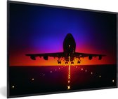Photo encadrée - Différentes couleurs derrière l'avion décollant cadre photo noir 60x40 cm - Affiche encadrée (Décoration murale salon / chambre)