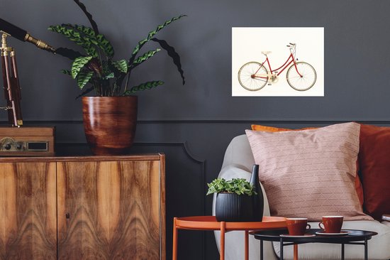 Un vélo rouge sur fond blanc Poster 40x30 cm - petit - Tirage photo sur Poster (décoration murale salon / chambre)