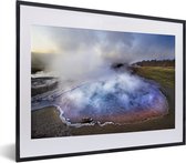 Photo en cadre - Cadre photo eau colorée au Geysir en Islande noir avec passe-partout blanc petit 40x30 cm - Affiche sous cadre (Décoration murale salon / chambre)