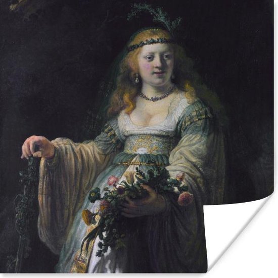 Poster Saskia van Uylenburgh - Schilderij van Rembrandt van Rijn - 50x50 cm
