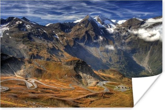 Poster De weg naar de hoogste berg in Oostenrijk - 30x20 cm | bol.com