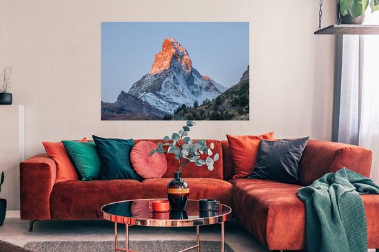 Poster Le Cervin en Suisse au lever du soleil 120x80 cm - Tirage photo sur Poster (décoration murale salon / chambre)