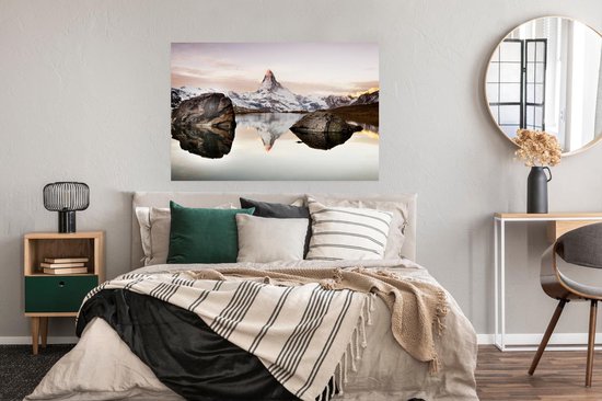 Vue du Stellisee sur le Cervin en Suisse Poster 120x80 cm - Tirage photo sur Poster (décoration murale salon / chambre)