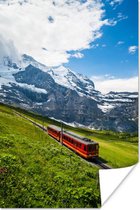 Trein in de Alpen poster papier 120x180 cm - Foto print op Poster (wanddecoratie woonkamer / slaapkamer) / Landschappen Poster XXL / Groot formaat!