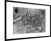 Cadre photo avec affiche Zwart Wit- Plan de la ville - Montagnes op Zoom - Zwart Wit - 90x60 cm - Cadre pour affiche