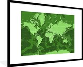 Fotolijst incl. Poster - Wereldkaart - Stoer - Groen - 120x80 cm - Posterlijst