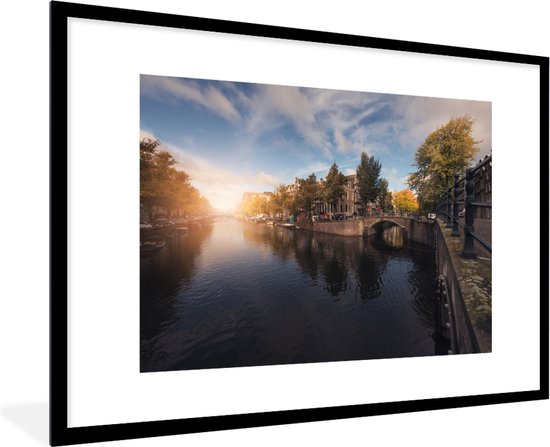 Fotolijst incl. Poster - De Amsterdamse Keizersgracht bij zonsondergang - 90x60 cm - Posterlijst