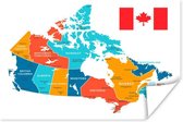 Poster Een illustratie van Canada met gekleurde provincies - 80x60 cm