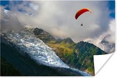 Paragliders boven de Alpen poster papier 180x120 cm - Foto print op Poster (wanddecoratie woonkamer / slaapkamer) / Landschappen Poster XXL / Groot formaat!