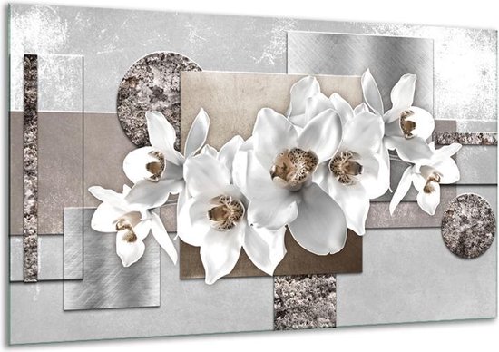 Canvas Schilderij Orchidee, Bloemen | Grijs, Wit | | F007836