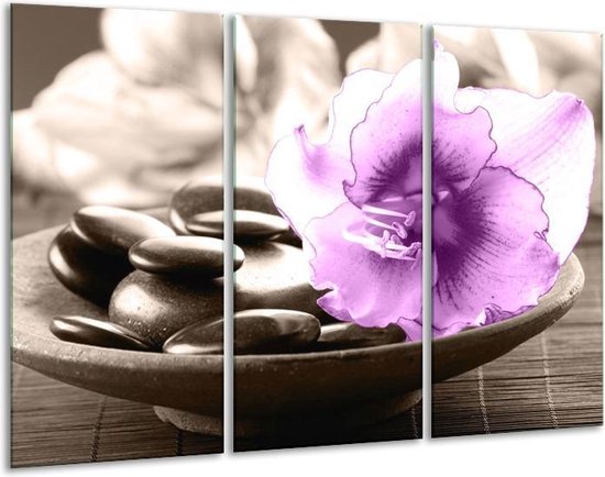 Peinture sur verre d'orchidée | Violet, gris | 120x80cm 3 Liège | Tirage photo sur verre |  F004572