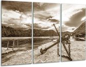 GroepArt - Schilderij -  Anker - Sepia - 120x80cm 3Luik - 6000+ Schilderijen 0p Canvas Art Collectie