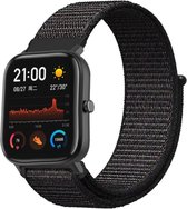 Nylon Smartwatch bandje - Geschikt voor  Xiaomi Amazfit GTS nylon band - zwart - Horlogeband / Polsband / Armband