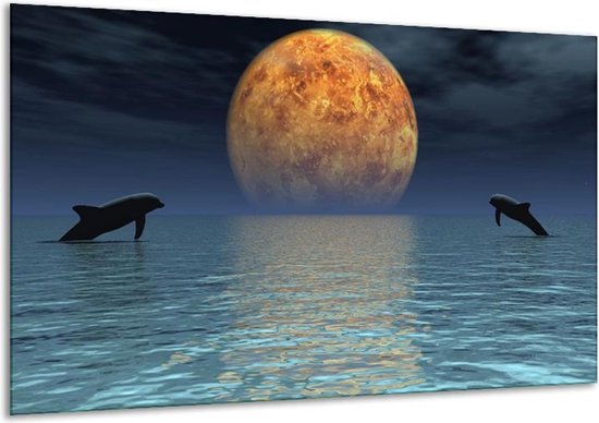 Peinture sur verre de lune | Jaune, bleu, noir | 120x70cm 1Hatch | Tirage photo sur verre |  F000279