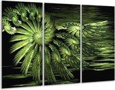 Glasschilderij Abstract - Groen, Zwart - 120x80cm 3Luik - Foto Op Glas - Geen Acrylglas Schilderij - GroepArt 6000+ Glas Art Collectie - Maatwerk Mogelijk