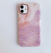 Marmerpatroon Dubbelzijdig lamineren TPU-beschermhoes voor iPhone 12 mini (Taro-kleur)