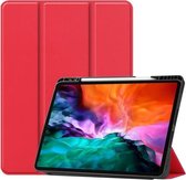 Horizontale flip honingraat TPU + PU lederen tas met drievoudige houder & slaap- / wekfunctie & pen-sleuf voor iPad Pro 12.9 (2021) (rood)