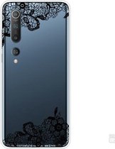 Voor Xiaomi Mi 10 Pro 5G schokbestendig geverfd transparant TPU beschermhoes (kanten bloem)