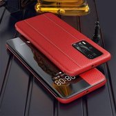 Voor Huawei P40 echt leer Smart Shckproof horizontaal flip-hoesje (rood)