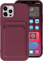 TPU + flanellen voering schokbestendig hoesje met kaartsleuven voor iPhone 12 Mini (donkerpaars)