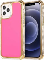 3 in 1 Dreamland Galvaniseren effen kleur TPU + transparante rand beschermhoes voor iPhone 12 mini (roze)