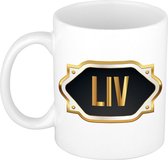 Liv naam cadeau mok / beker met gouden embleem - kado verjaardag/ moeder/ pensioen/ geslaagd/ bedankt