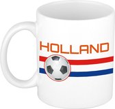 Holland vlag met voetbal beker / mok wit - 300 ml - Nederland supporter / fan