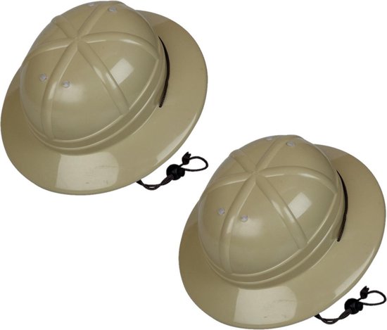 6x stuks kaki safari/jungle verkleed helm voor kinderen - Carnaval hoeden/helmen verkleedkleding accessoires