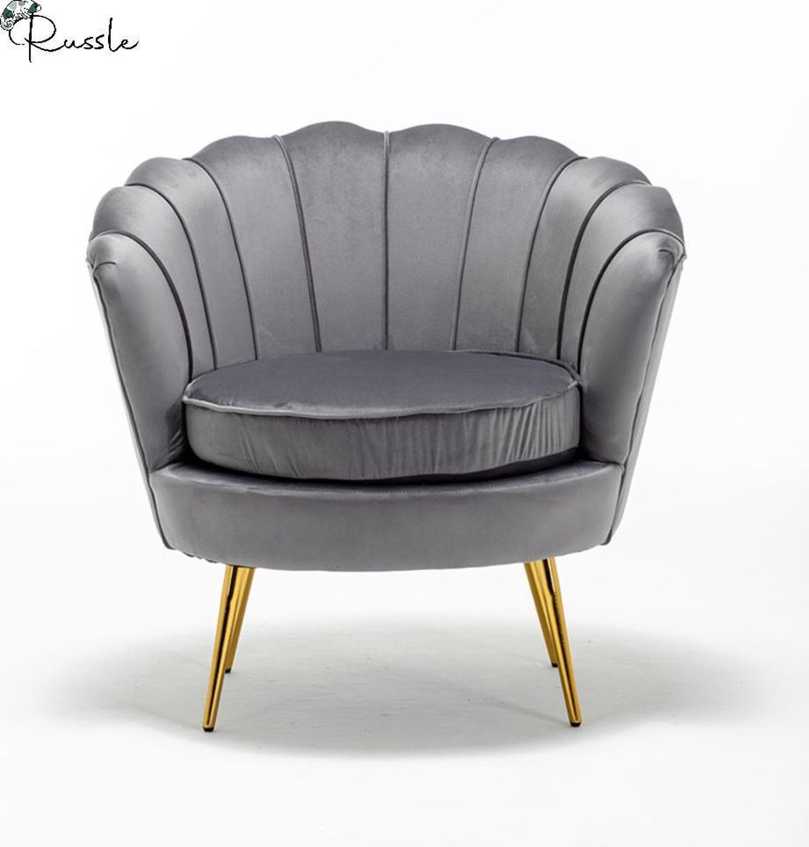 Luxe Velvet Chair Schelp Stoel Charming Grey Grijs