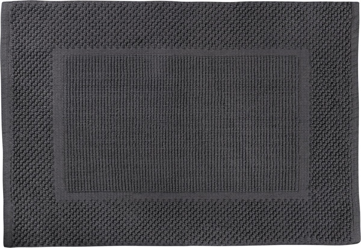Differnz Basics badmat geschikt voor vloerverwarming - 100% katoen - Donkergrijs - 50 x 80 cm