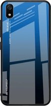 Voor Xiaomi Redmi 7A Gradient Color Glass Case (blauw)