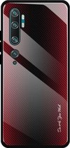 Voor Xiaomi CC9 Pro Texture Gradient Glass-beschermhoes (rood)