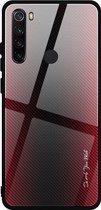 Voor Geschikt voor Xiaomi Redmi Note 8 koolstofvezel textuur gradiÃ«ntkleur glazen behuizing (rood)