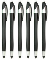 6 Stuks - Stylus Pen voor tablet en smartphone - Met Penfunctie - Touch Pen - Voorzien van clip - Zwart