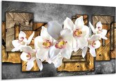 Peinture sur toile Orchidée | Gris, marron, blanc | 120x70cm 1Hatch