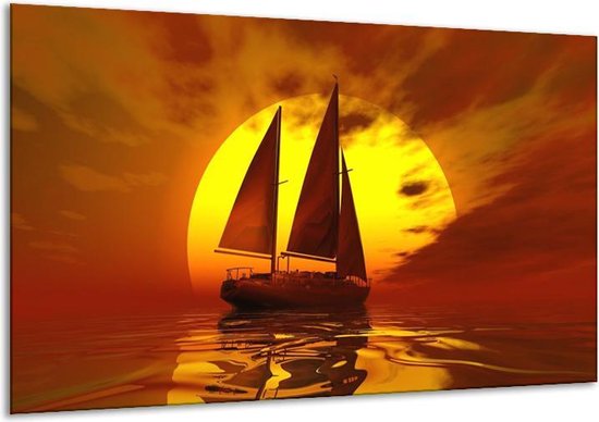 Peinture sur toile Voilier | Jaune, rouge, marron | 120x70cm 1Hatch
