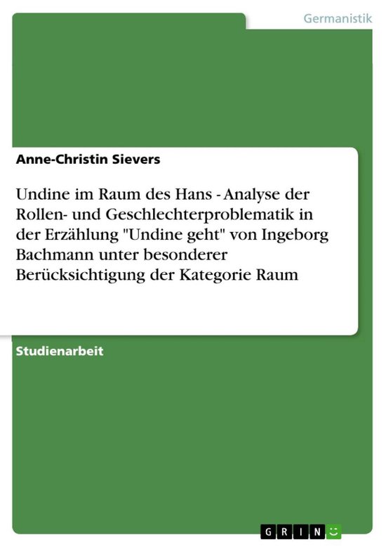 Undine Im Raum Des Hans - Analyse Der Rollen- Und Geschlecht ... - cover