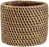 Bloempot voor Binnen en Buiten - Plantenbak - Plantenpot - Rattan Bruin - 11x11xh11cm - Vierkant Cement