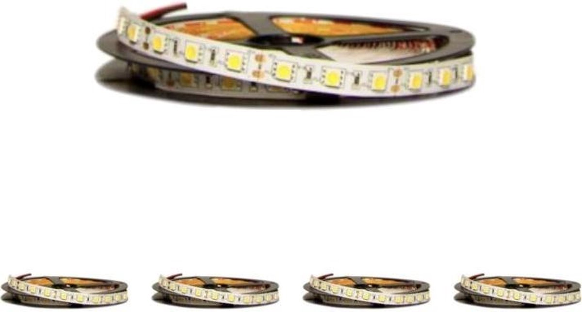 Silumen LED strip 12V 5M 5050 IP20 60LED / m (5 stuks) - Koel wit licht - Overig - Wit Froid 6400K - SILUMEN
